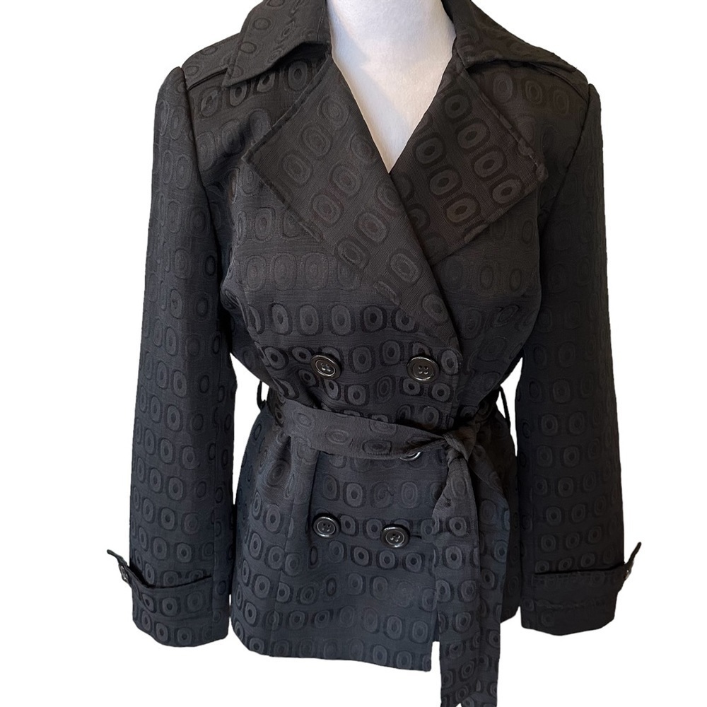 Marisa Christina Size L, Vintage Black double vested Jacket with tie at waist